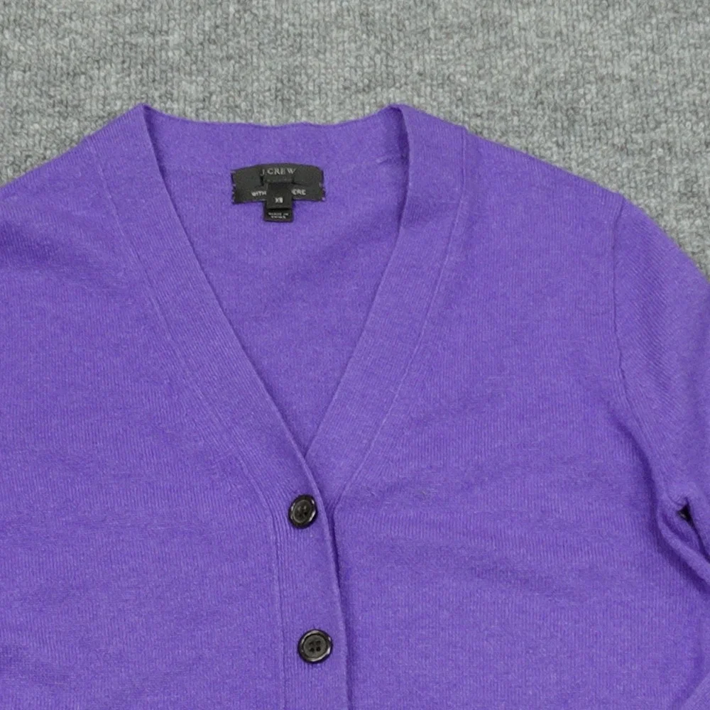 J.Crew Cardigan Women XS Purple Wool Cashmere Blend V-Neck Long Sleeve Button Up